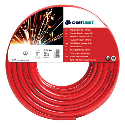 Hadica Cellfast 20-010 • Acetylene 9,0x3,0 mm, L-50 m