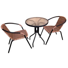 Set balkonovy ALESIA, stôl 70x60 cm, 2x stolicka 52x55x73 cm, oceľ