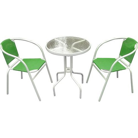 Set balkonovy BRENDA, zelený, stôl 72x59 cm, 2x stolička 60x71 cm